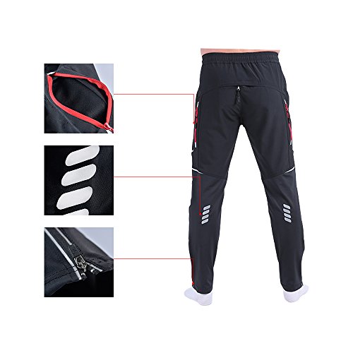 Fitsund Pantalones largos de ciclismo para hombre, de secado rápido, para mountain bike (negro, L)