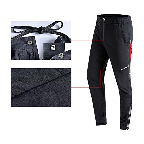 Fitsund Pantalones largos de ciclismo para hombre, de secado rápido, para mountain bike (negro, L)
