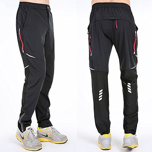 Fitsund Pantalones largos de ciclismo para hombre, de secado rápido, para mountain bike (negro, L)