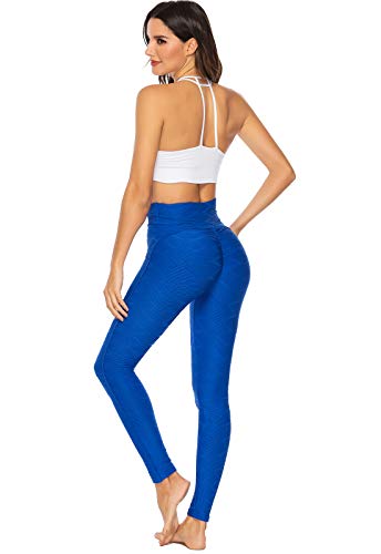 FITTOO Leggings Mallas Mujer Pantalones Deportivos Yoga Alta Cintura Elásticos y Transpirables1500#3 Azul Chica