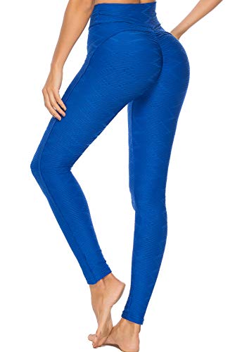 FITTOO Leggings Mallas Mujer Pantalones Deportivos Yoga Alta Cintura Elásticos y Transpirables1500#3 Azul Chica