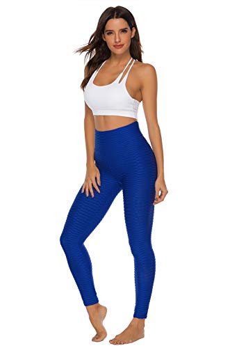 FITTOO Leggings Push Up Mujer Mallas Pantalones Deportivos Alta Cintura Elásticos Yoga Fitness #2 Azul Mediana