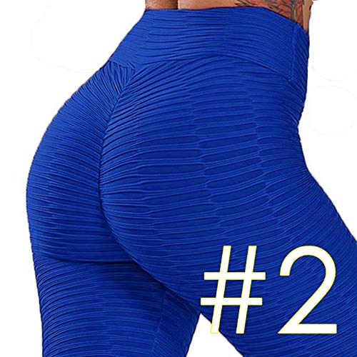 FITTOO Leggings Push Up Mujer Mallas Pantalones Deportivos Alta Cintura Elásticos Yoga Fitness #2 Azul Mediana