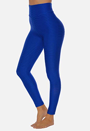 FITTOO Leggings Push Up Mujer Mallas Pantalones Deportivos Alta Cintura Elásticos Yoga Fitness #2 Azul Mediana