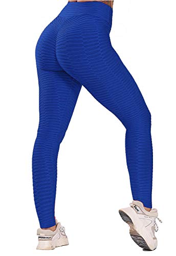 FITTOO Leggings Push Up Mujer Mallas Pantalones Deportivos Alta Cintura Elásticos Yoga Fitness #2 Azul Mediana