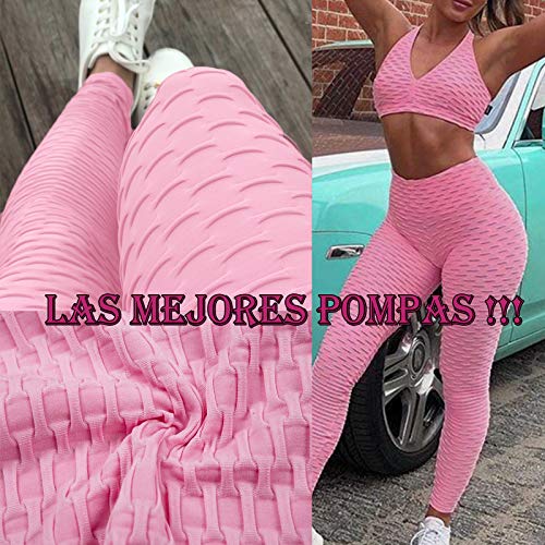 FITTOO Leggings Push Up Mujer Mallas Pantalones Deportivos Alta Cintura Elásticos Yoga Fitness  Rosa S