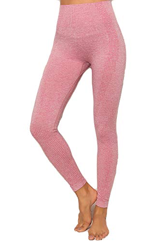 FITTOO Leggings Sin Costuras Mujer Pantalon Deportivo Alta Cintura Yoga Elásticos Seamless #6 Rosa Medium