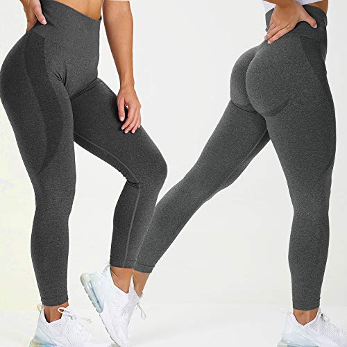 FITTOO Leggings Sin Costuras Push Up Super Suave Elásticos Mujer Alta Cintura Yoga Fitness Mujer #2 Pant Gris Oscuro M