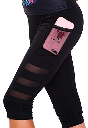 FITTOO Mallas 3/4 Leggings Mujer Pantalones de Yoga Alta Cintura Elásticos y Transpirables Malla M