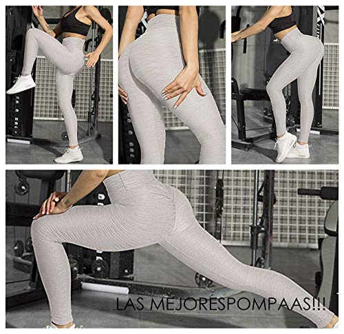 FITTOO Mallas Leggings Mujer Pantalones Deportivos oga Alta Cintura Elásticos Transpirables Gris XL
