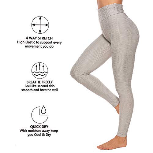 FITTOO Mallas Leggings Mujer Pantalones Deportivos oga Alta Cintura Elásticos Transpirables Gris XL