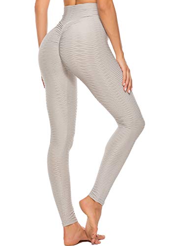 FITTOO Mallas Leggings Mujer Pantalones Deportivos oga Alta Cintura Elásticos Transpirables Gris XL