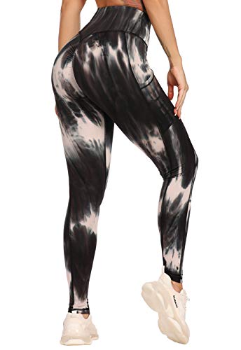 FITTOO Mallas Leggings Mujer Pantalones Deportivos Yoga Alta Cintura Elásticos Transpirables #1 Negro & Blanco M