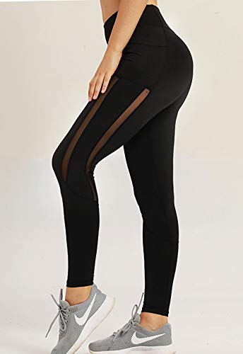 FITTOO Mallas Leggings Mujer Yoga de Alta Cintura Elásticos y Transpirables para Yoga Running Fitness B-Negro Large