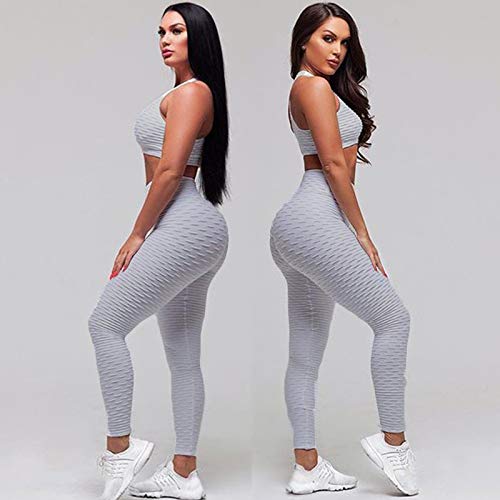 FITTOO Mallas Pantalones Deportivos Leggings Mujer Yoga de Alta Cintura Elásticos y Transpirables para Yoga Running Fitness con Gran Elásticos2060 Gris L