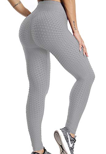 FITTOO Mallas Pantalones Deportivos Leggings Mujer Yoga de Alta Cintura Elásticos y Transpirables para Yoga Running Fitness con Gran Elásticos2060 Gris L