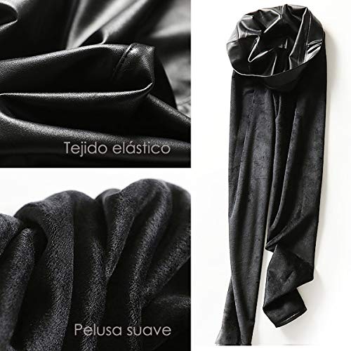 FITTOO PU Leggings Cuero Imitación Pantalón Elásticos Cintura Alta Push Up para Mujer201#2 Clásico Terciopelo Grueso L