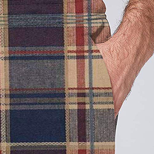 Florasun Pantalones deportivos deportivos para hombre, color azul, rojo, amarillo, a cuadros, grandes y altos