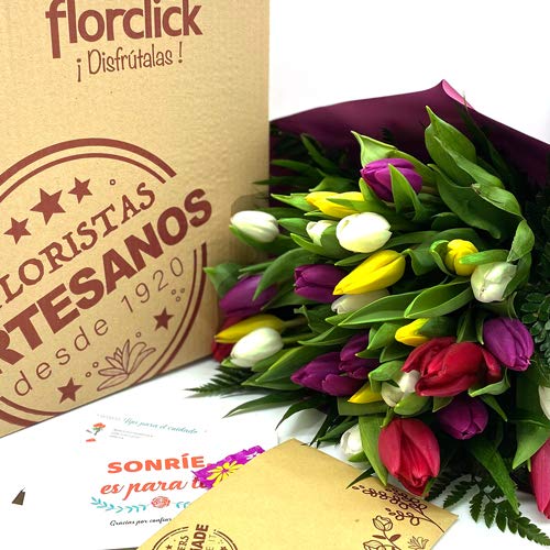 Florclick - Ramo de 15 Tulipanes con tarjeta dedicatoria gratuita. Flores frescas entrega en 24 horas