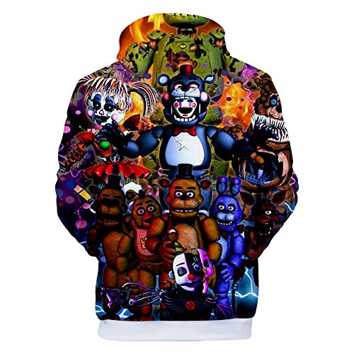 FNAF Sudaderas con capucha, 3D Impreso Unisex FNAF Sudaderas Adulto Niños Crazy Games Pullover Hombres Mujeres Deportivas Streetwear Ropa de Abrigo Comic Impresión Cordón Chaqueta Traje