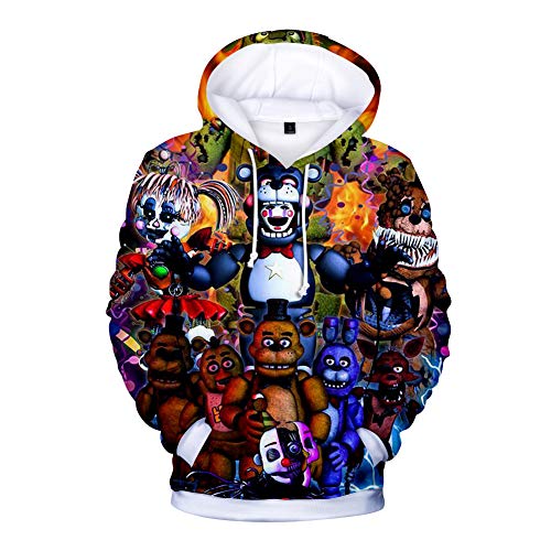 FNAF Sudaderas con capucha, 3D Impreso Unisex FNAF Sudaderas Adulto Niños Crazy Games Pullover Hombres Mujeres Deportivas Streetwear Ropa de Abrigo Comic Impresión Cordón Chaqueta Traje
