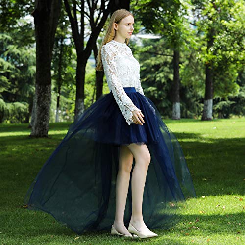 FOLOBE Falda de Tul con Cola de Milano Falda Larga y esponjosa con Espalda Sexy