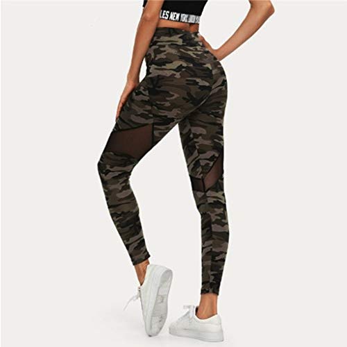 Fossen MuRope Leggings Deporte Mujer Camuflaje de Malla Cintura Alta Casual Sexy - Pantalones Chica Adolescente Niñas para Yoga, Fitness, Gimnasio, Entrenamiento