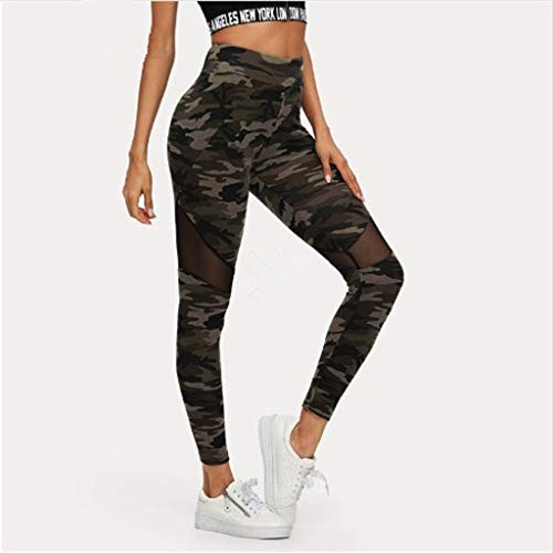 Fossen MuRope Leggings Deporte Mujer Camuflaje de Malla Cintura Alta Casual Sexy - Pantalones Chica Adolescente Niñas para Yoga, Fitness, Gimnasio, Entrenamiento