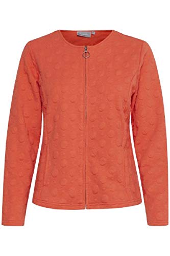 Fransa - Cardigan para mujer con estructura de patrón y cremallera Orange (Hot Coral 60175). XXL