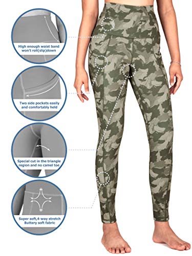 Free Leaper Mallas para Mujer Militar Camuflaje Pantalon de Yoga Leggings Push up para Deporte de Cinture Alta con Bolsillos (Camuflaje, XS)