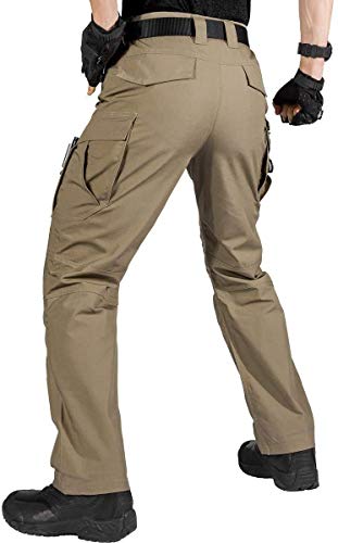 FREE SOLDIER Pantalones de Trabajo Cargo para Hombres Pantalones tácticos repelentes al Agua al Aire Libre con Pantalones de Secado rápido Multibolsillos para Senderismo(Marrón-Nuevo,36W/30L)