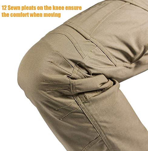 FREE SOLDIER Pantalones de Trabajo Cargo para Hombres Pantalones tácticos repelentes al Agua al Aire Libre con Pantalones de Secado rápido Multibolsillos para Senderismo(Marrón-Nuevo,36W/30L)