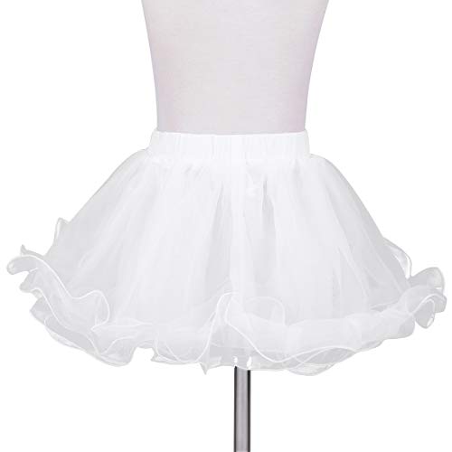 Freebily Cancán Niña Corto Comunión Blanco Organza Enagua Corto Aro para Vestido Corto Tutú Falda Niñas Infántil Mallas Miriñaques Disfraces Fiesta Blanco 3-4 Años
