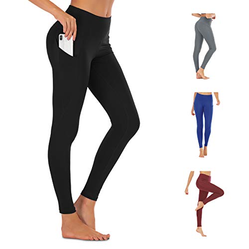 FREEZHOUSHANA Leggings Mujer Pantalones de yoga, Leggins deportivos opacos de cintura alta Medias elásticas con 2 bolsillos para fitness de ocio
