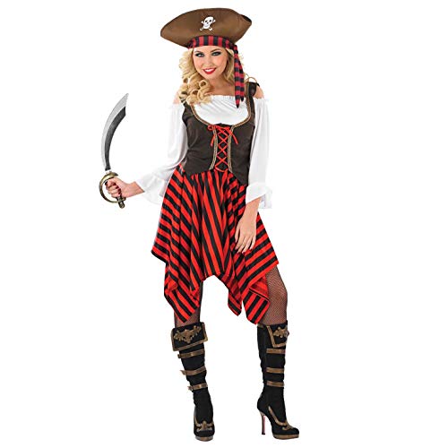 Fun Shack Disfraz a Rayas de Pirata para Mujer. Vestido de Primer Oficial de Cubierta de Piratas del Caribe, Talla M