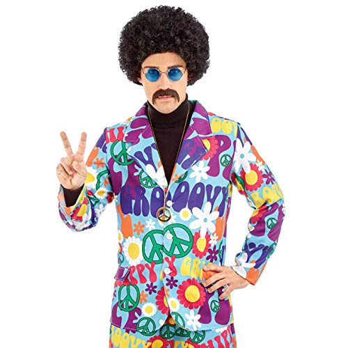 Fun Shack Disfraz de Hippie de los 70 para Hombre Adulto. Conjunto de Hippie Flower Power de los 60, Talla M