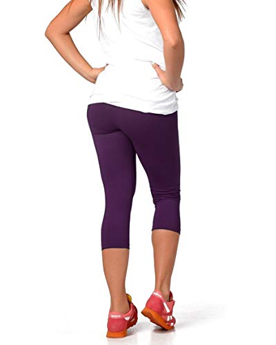 FUNGO Leggings Mujer 3/4 Pantalones de Yoga Deportivas Leggins Para Mujer (48, Ciruela)