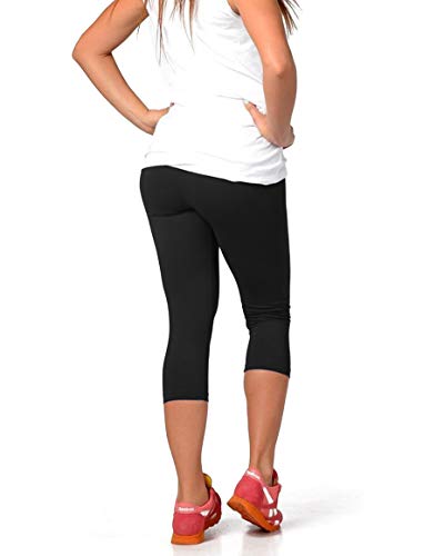 FUNGO Leggings Mujer 3/4 Pantalones de Yoga Deportivas Leggins Para Mujer (48, Negro)