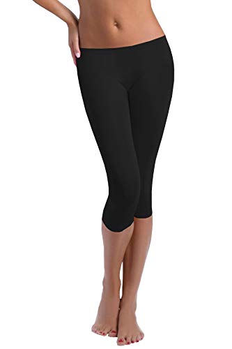 FUNGO Leggings Mujer 3/4 Pantalones de Yoga Deportivas Leggins Para Mujer F34 (46, Negro)