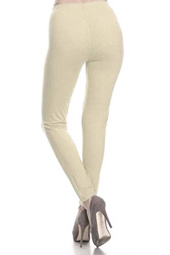 FUNGO Leggings Mujer Largo Deportivas Leggins Yoga Pantalones Para Mujer (42, Beige)