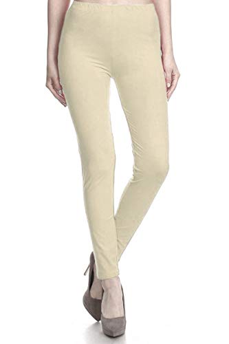 FUNGO Leggings Mujer Largo Deportivas Leggins Yoga Pantalones Para Mujer (42, Beige)