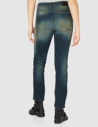 G-STAR RAW Noxer High Waist Straight Jeans, tizón Antic Verde C052-B814, 27W / L30 para Mujer