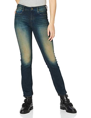 G-STAR RAW Noxer High Waist Straight Jeans, tizón Antic Verde C052-B814, 27W / L30 para Mujer