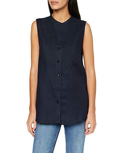G-STAR RAW Pleated Bib Blusa, Azul (Mazarine Blue 4213), 34 (Talla del Fabricante: XX-Small) para Mujer