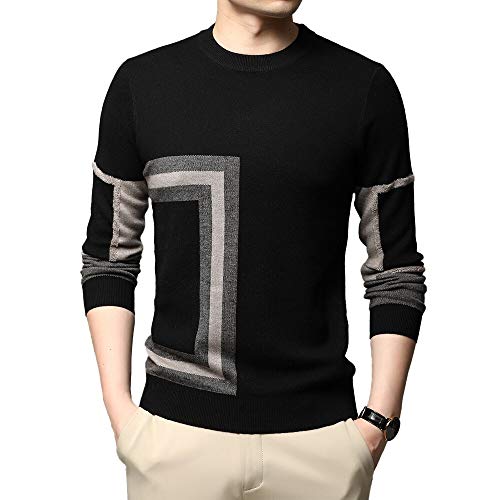 Gama Alta Diseñador De La Marca para Hombre De Punto Jersey Negro Suéter Cuello Redondo Otoño Invierno Casual Jumper Ropa para Hombre XXL Caqui