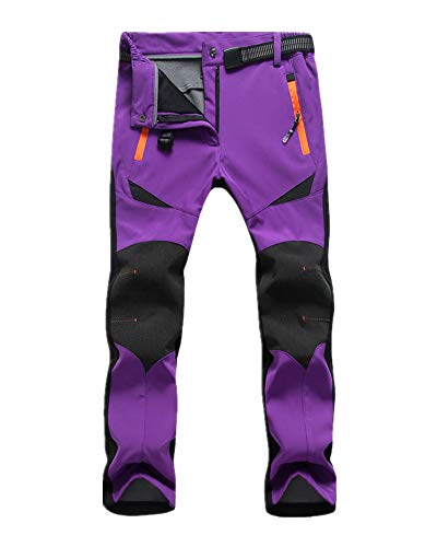 GAOJU Pantalones de Trekking Softshell Pantalones Impermeables Resistente al Viento Transpirable Pantalones de Escalada Lana Forrado