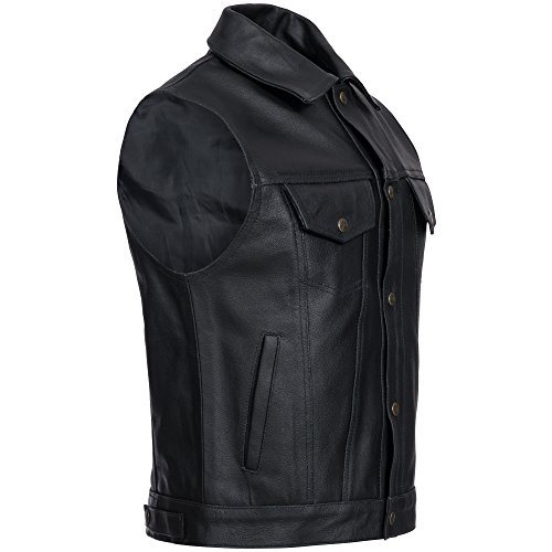 Gaudi-Leathers Chaleco de Cuero para Hombre Moto o Motocicleta Biker Moto M