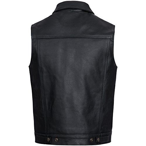 Gaudi-Leathers Chaleco de Cuero para Hombre Moto o Motocicleta Biker Moto M