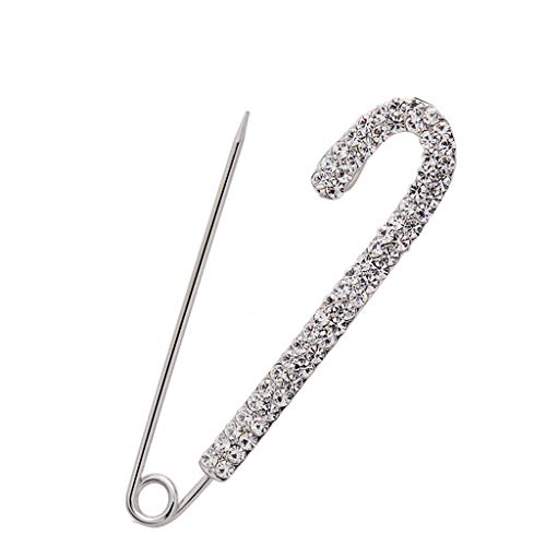 GCX- Sencillo aguja grande aguja fija aguja joyería accesorios de suéter decorativos chaqueta de la mujer cardigan broche broche de alta calidad Hermosa ( Color : Silver , Size : 6.2*1.8cm )