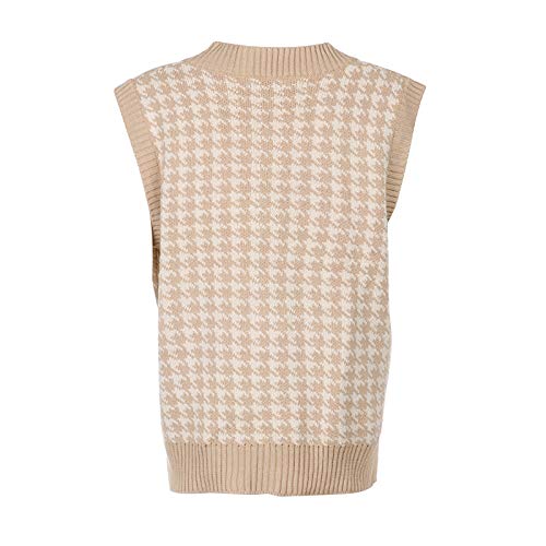 Geagodelia Houndstooth - Jersey sin mangas para mujer, diseño escocés, para otoño e invierno, cuello en V, elegante Cachi M